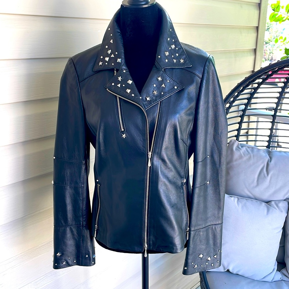 Gil Bret lambskin studded leather jacket (Sz8)